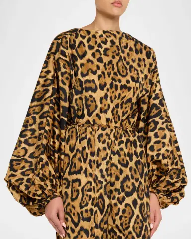 Alaïa Leopard-Print Balloon-Sleeve Backless Bodysuit | Thumbnail 4 Alaïa Leopard-Print Balloon-Sleeve Backless Bodysuit | Thumbnail 4