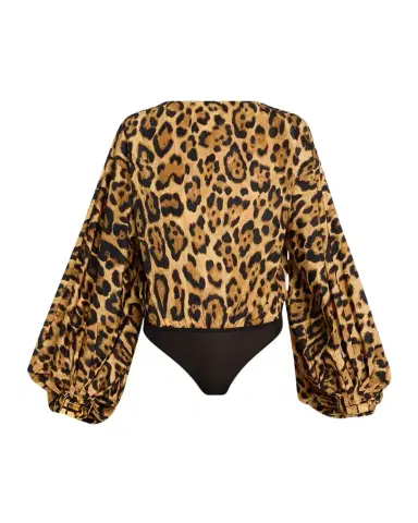 Alaïa Leopard-Print Balloon-Sleeve Backless Bodysuit | Thumbnail 1 Alaïa Leopard-Print Balloon-Sleeve Backless Bodysuit | Thumbnail 1