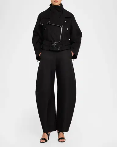 Alaïa High-Rise Wool Round Barrel-Leg Pants | Thumbnail 2 Alaïa High-Rise Wool Round Barrel-Leg Pants | Thumbnail 2