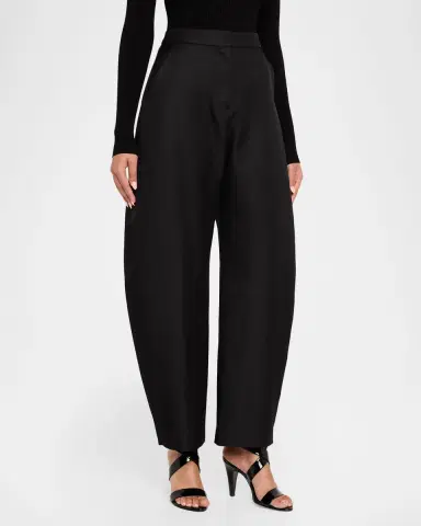 Alaïa High-Rise Wool Round Barrel-Leg Pants | Thumbnail 4 Alaïa High-Rise Wool Round Barrel-Leg Pants | Thumbnail 4