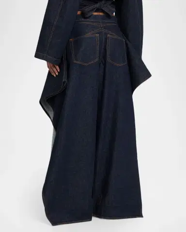 Alaïa Ruffle Flap Wide-Leg Denim Pants | Thumbnail 3 Alaïa Ruffle Flap Wide-Leg Denim Pants | Thumbnail 3