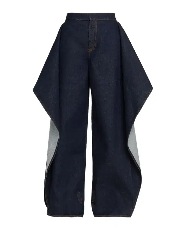 Alaïa Ruffle Flap Wide-Leg Denim Pants