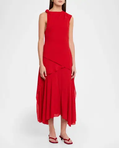 Ganni Draped Marl Mesh Midi Dress | Thumbnail 4 Ganni Draped Marl Mesh Midi Dress | Thumbnail 4