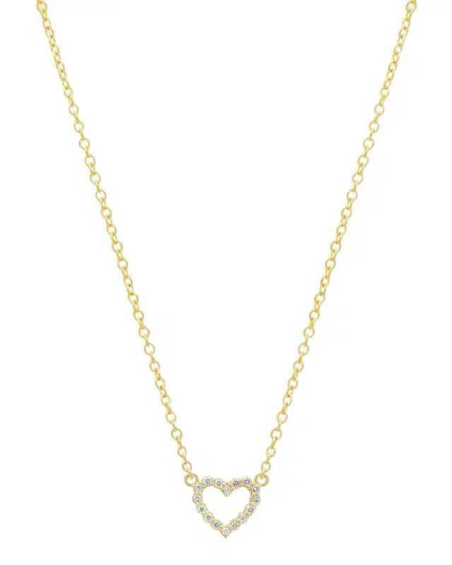 18K Open Heart Necklace with Diamonds