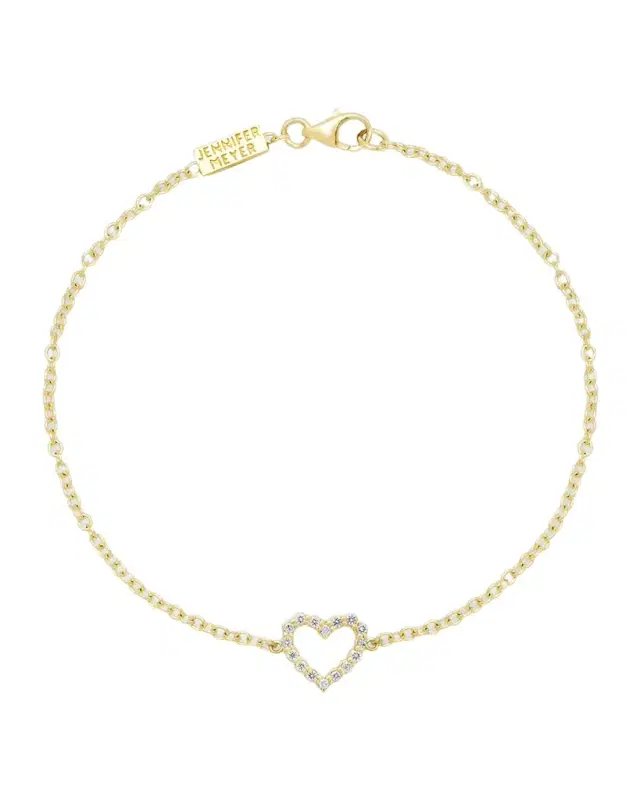 18K Open Heart Bracelet with Diamonds