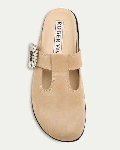 Roger Vivier Slidy Viv Suede T-Strap Mules | Thumbnail 3 Roger Vivier Slidy Viv Suede T-Strap Mules | Thumbnail 3