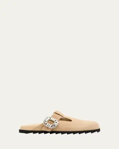 Roger Vivier Slidy Viv Suede T-Strap Mules | Thumbnail 4 Roger Vivier Slidy Viv Suede T-Strap Mules | Thumbnail 4