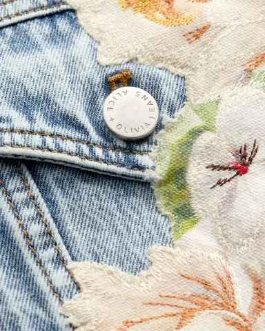 ALICE + OLIVIA Chloe Floral Embroidered Cropped Denim Jacket | Thumbnail 5 ALICE + OLIVIA Chloe Floral Embroidered Cropped Denim Jacket | Thumbnail 5