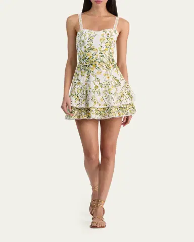 Alice + Olivia Meredith Embroidered Floral Mini Dress | Thumbnail 2 Alice + Olivia Meredith Embroidered Floral Mini Dress | Thumbnail 2