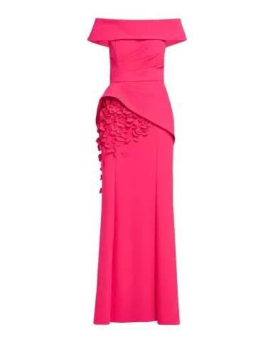 Rickie Freeman for Teri Jon Scuba Off-Shoulder Long Gown | Thumbnail 1