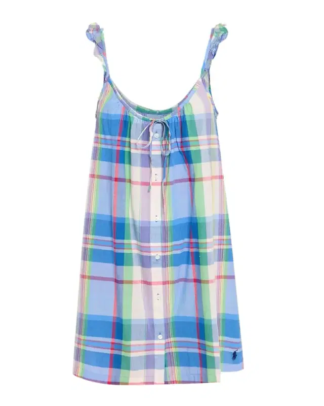 Polo Ralph Lauren Ruffle-Trim Plaid Cotton Mini Dress