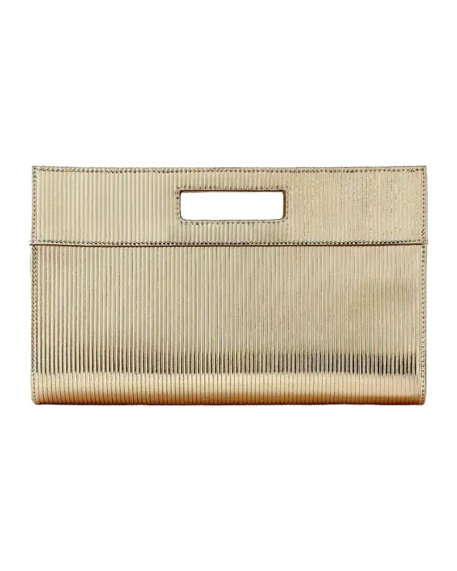 Gigi New York Remy Metallic Striped Leather Clutch Bag