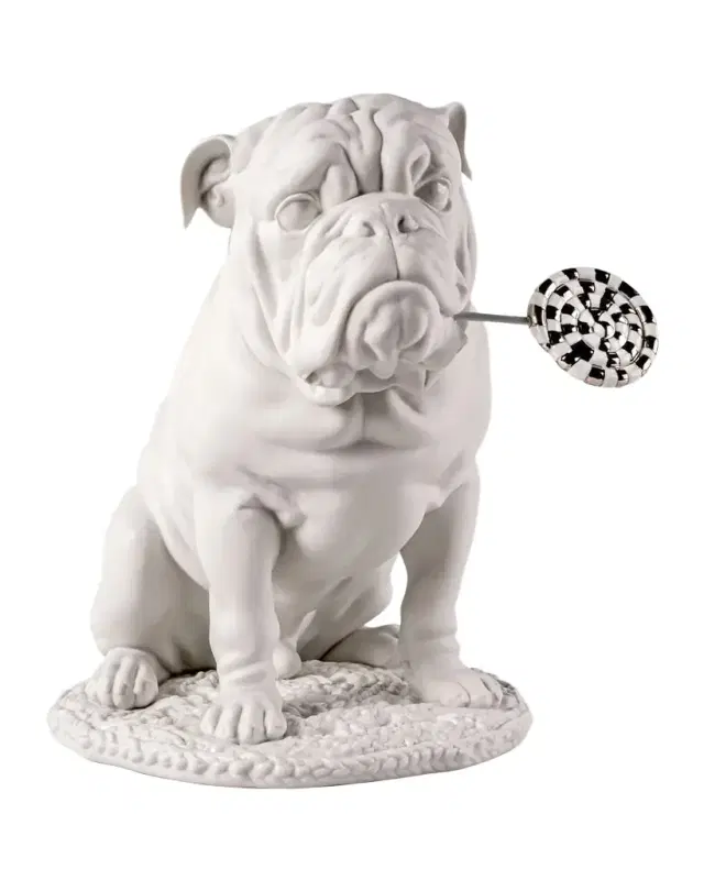 Lladro Bulldog with Lollipop Sculpture