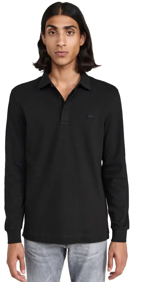 Long leeve tretch Cotton Paris Polo Noir