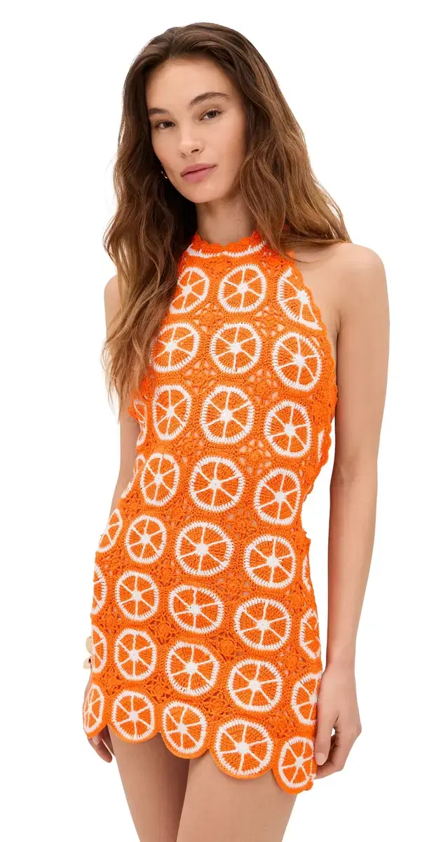 Happy Halter ini Dress Orange Crochet