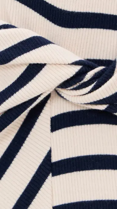 TANYA TAYLOR Short Cody Dress Cream/Classic Navy Multi L | Thumbnail 6