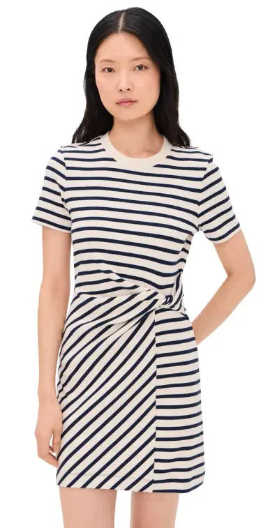 TANYA TAYLOR Short Cody Dress Cream/Classic Navy Multi L | Thumbnail 1