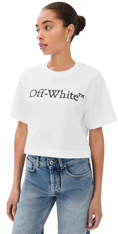 Off-White Big ogo Bookish Crop Tee White | Thumbnail 1