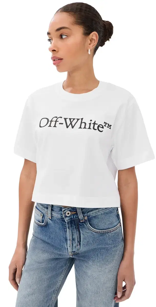 Off-White Big ogo Bookish Crop Tee White