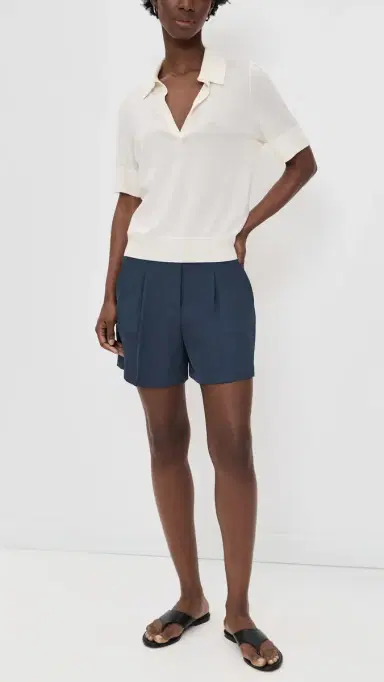 Theory Fluid Pleated Shorts Nocturne Navy/Xlv | Thumbnail 5 Theory Fluid Pleated Shorts Nocturne Navy/Xlv | Thumbnail 5
