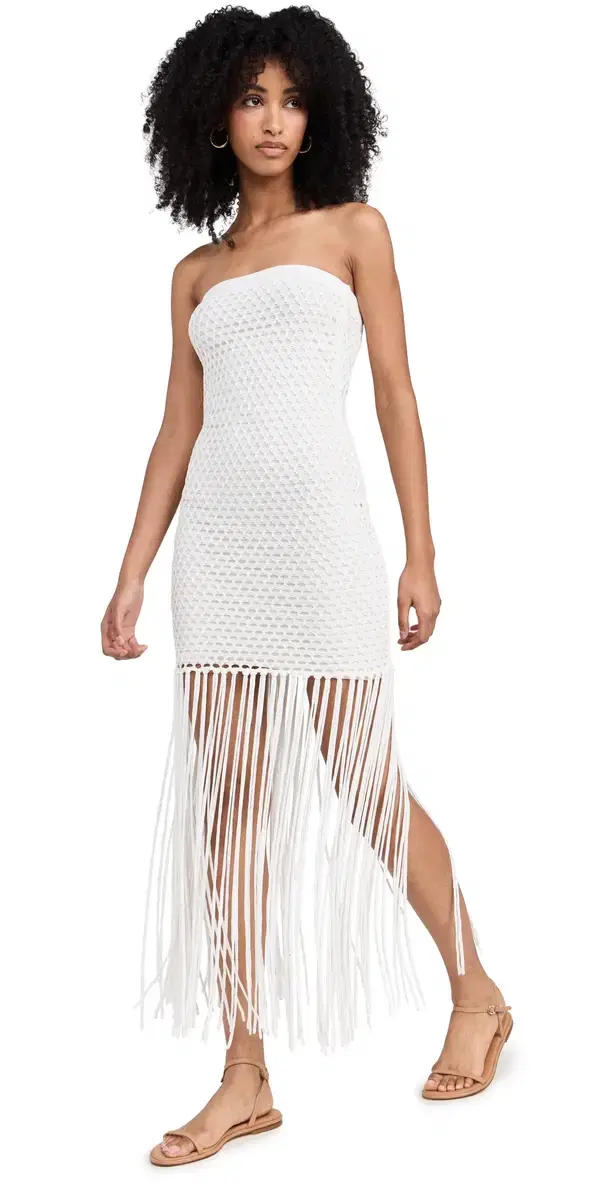 PQ Swim Vanessa Strapless Fringe Dress Water Lily