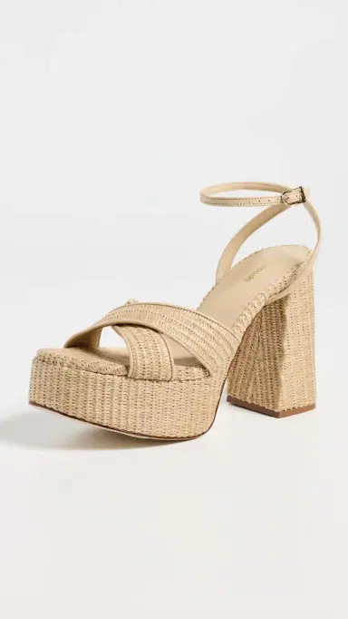 Larroudé Dolly X Platform Sandals Natural Raffia 8 | Thumbnail 2