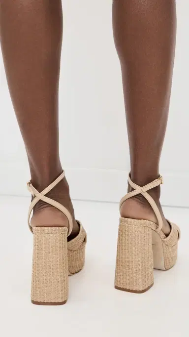 Larroudé Dolly X Platform Sandals Natural Raffia 8 | Thumbnail 5