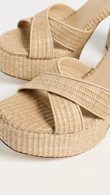 Larroudé Dolly X Platform Sandals Natural Raffia 8 | Thumbnail 6