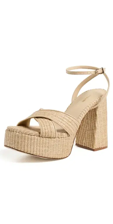 Larroudé Dolly X Platform Sandals Natural Raffia 8 | Thumbnail 1