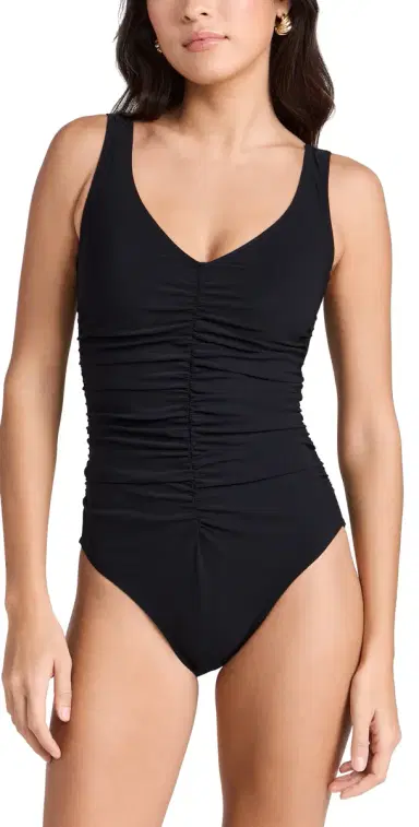 Karla Colletto Basics V Neck Underwire One Piece Black | Thumbnail 1