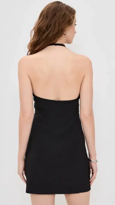 Norma Kamali Halter Mini Dress Black | Thumbnail 3