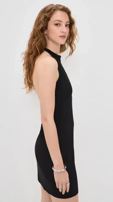 Norma Kamali Halter Mini Dress Black | Thumbnail 4