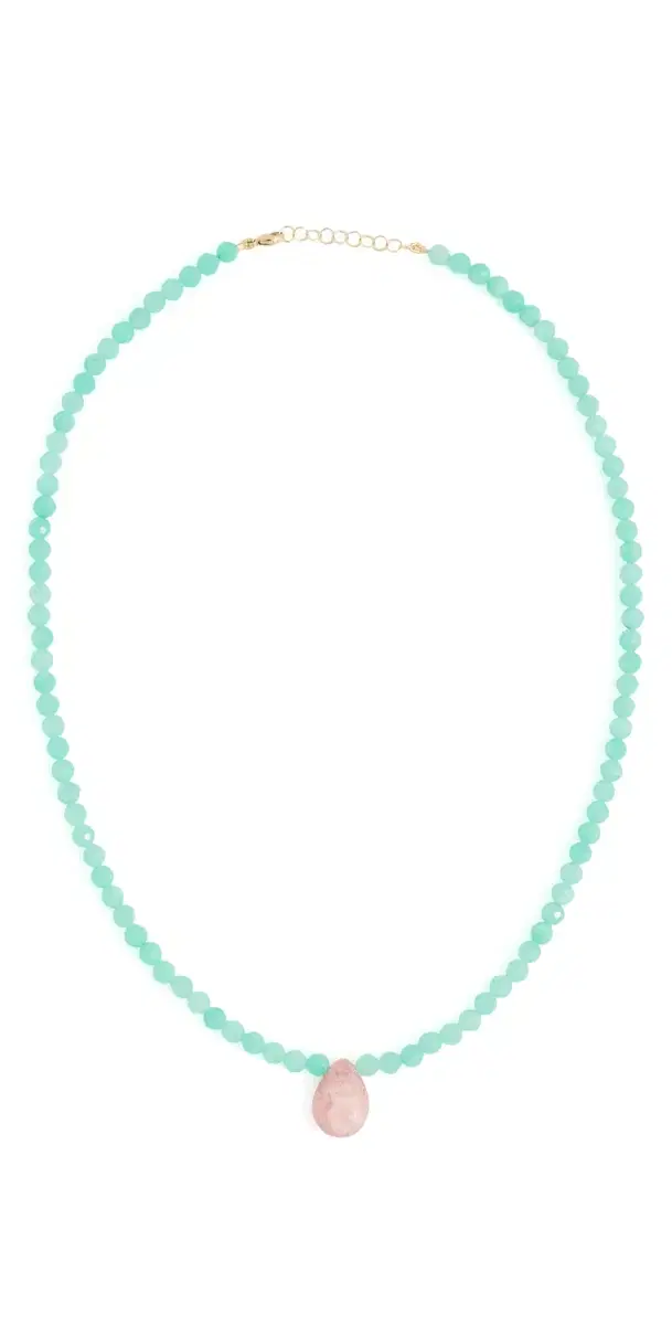 Amazonite Raindrop Necklace Blue/Pink One Size