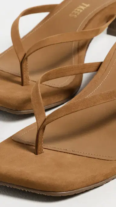 TKEES Square Toe Julia Suede Sandals Camel Suede 9 | Thumbnail 6