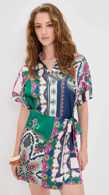 Misa Kezia Dress Multicolored Patchwork Scarf | Thumbnail 2 Misa Kezia Dress Multicolored Patchwork Scarf | Thumbnail 2