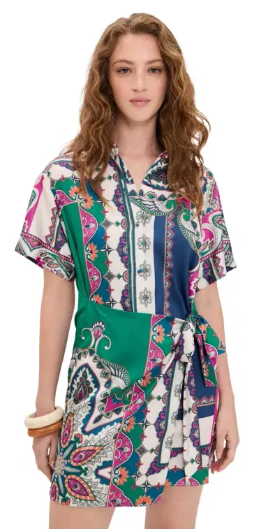 Misa Kezia Dress Multicolored Patchwork Scarf | Thumbnail 1 Misa Kezia Dress Multicolored Patchwork Scarf | Thumbnail 1