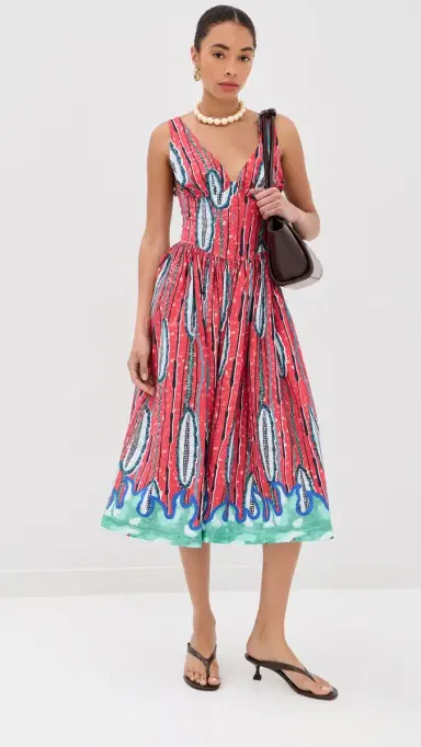 STELLA JEAN Papaya Midi Dress Red Papaya 42 | Thumbnail 2