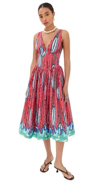 STELLA JEAN Papaya Midi Dress Red Papaya 42 | Thumbnail 1