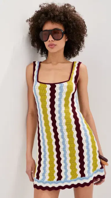 LE BOP Nadia Wavy tripe Mini Dress Citrine tripe | Thumbnail 2