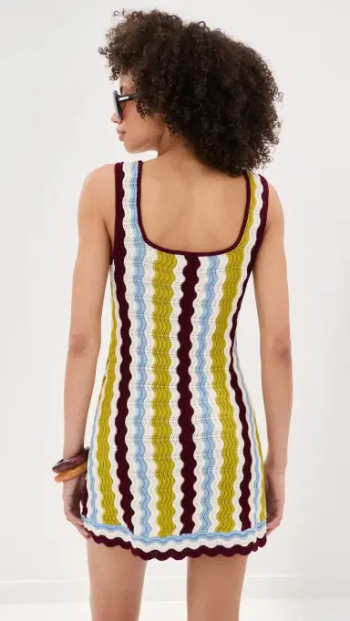 LE BOP Nadia Wavy tripe Mini Dress Citrine tripe | Thumbnail 3
