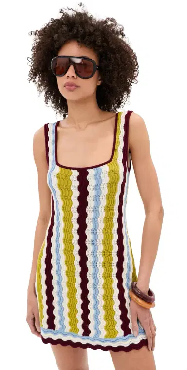 LE BOP Nadia Wavy tripe Mini Dress Citrine tripe | Thumbnail 1