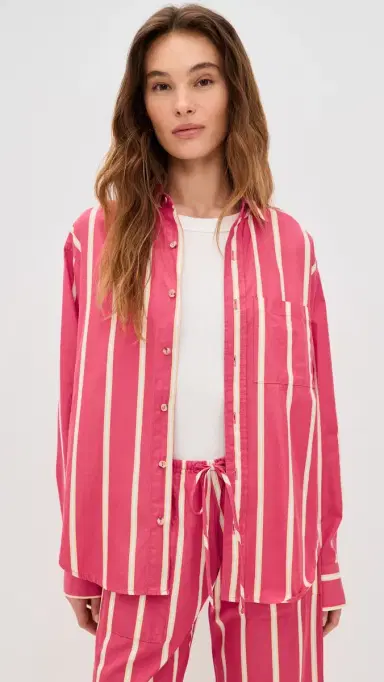 DONNI. The Pop Stripe Shirt Raspberry | Thumbnail 2