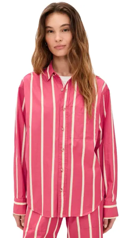 DONNI. The Pop Stripe Shirt Raspberry | Thumbnail 1