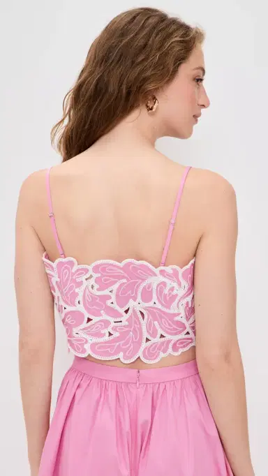 Cinq à Sept Paisley Bloom Embroidered Caterina Top Rosewater Pink/White S | Thumbnail 3