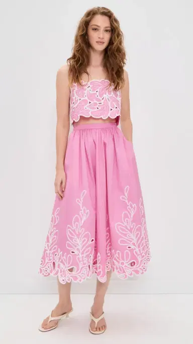 Cinq à Sept Paisley Bloom Embroidered Caterina Top Rosewater Pink/White S | Thumbnail 5