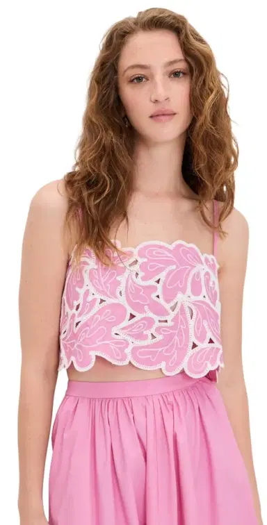 Cinq à Sept Paisley Bloom Embroidered Caterina Top Rosewater Pink/White S | Thumbnail 1