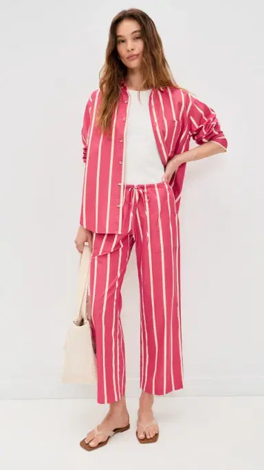 DONNI. DONNI. The Pop Stripe Drawstring Pants Raspberry L | Thumbnail 5
