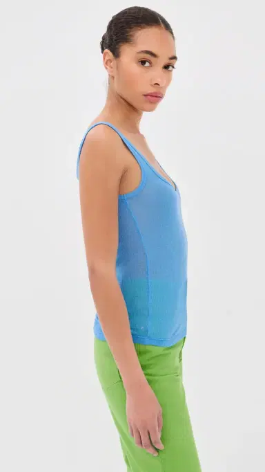 Versace Ribbed Medusa Embroidery Tank Top Sky | Thumbnail 4 Versace Ribbed Medusa Embroidery Tank Top Sky | Thumbnail 4