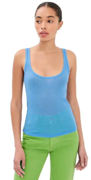 Versace Ribbed Medusa Embroidery Tank Top Sky | Thumbnail 1 Versace Ribbed Medusa Embroidery Tank Top Sky | Thumbnail 1