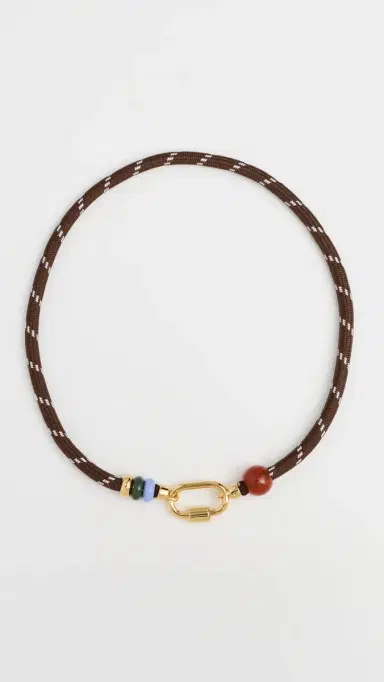 Madewell Semiprecious Carabiner Paracord Charm Necklace Dark Carob One Size | Thumbnail 2
